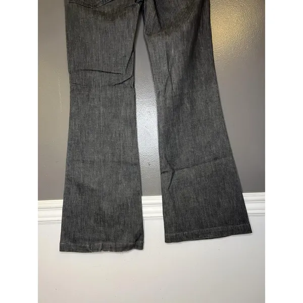 7 For All Mankind Jeans Womens 27 Gray Charcoal Wash Flare Striped Stretch Denim - Image 8