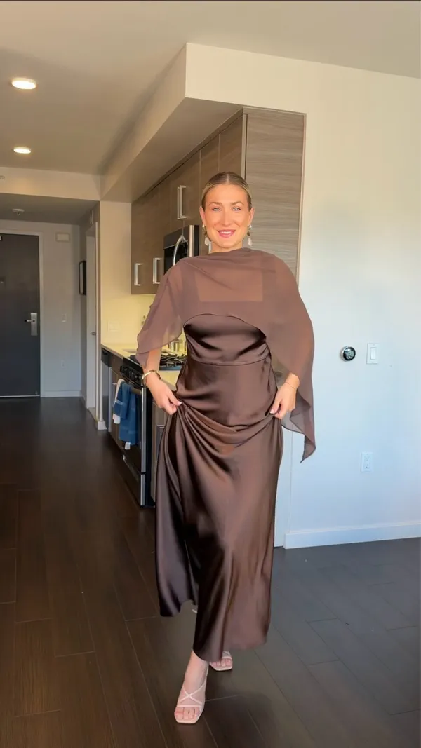 Six Stories Iris Chocolate Brown Maxi Wedding guest dress - Image 2