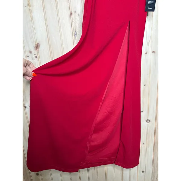 NWT Lulus Keep It Interesting Red Asymmetrical Cutout Halter Maxi Dress Party XS - Image 5