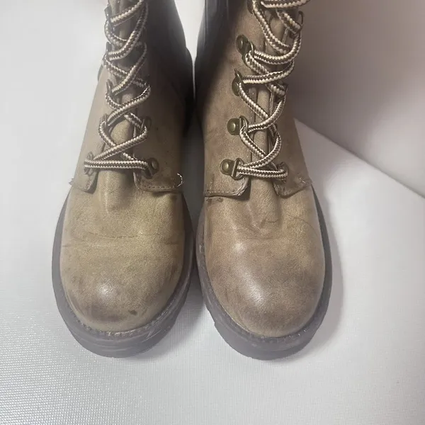 Mia Boots Womens 8 Tan Beige Distressed Sweater Cuff Tall Combat Aviator… - Image 5