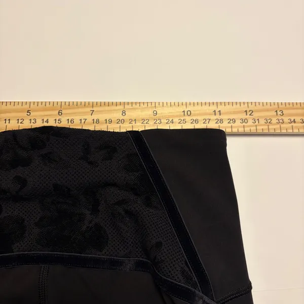 Lululemon High Rise Leggings Womens 4 Black Floral Mesh Velvet Trim W5BGSS - Image 7