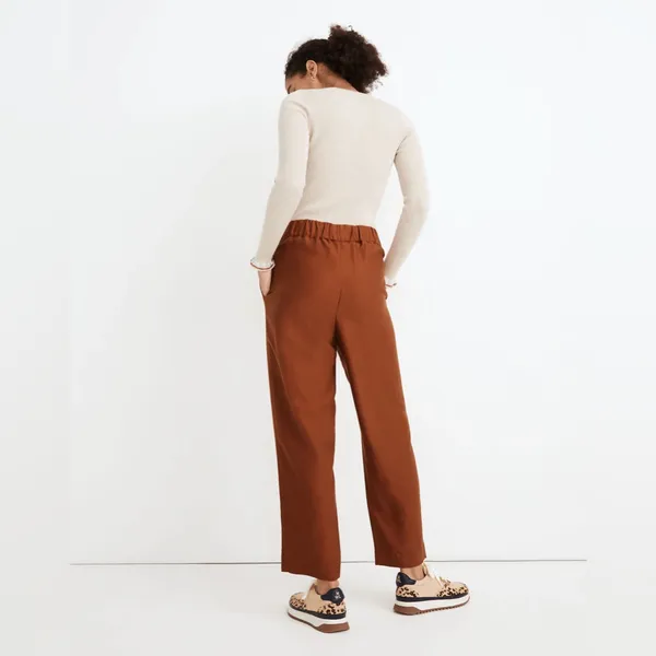 Madewell Tapered Huston Pull-On Crop Pants Burnt Clay Small - Image 3