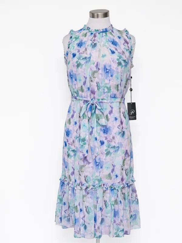 Adrianna Papell -‎ Watercolor Chiffon Print Dress - Image 2