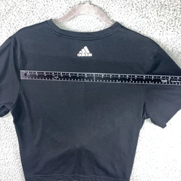 Adidas T-Shirt Women Small Black Tie‎ Front Sellout Sporty Aeroready Primegreen - Image 5