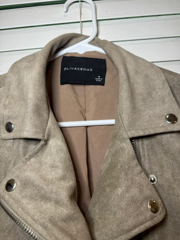 Olivaceous Faux Suede Jacket - Image 2