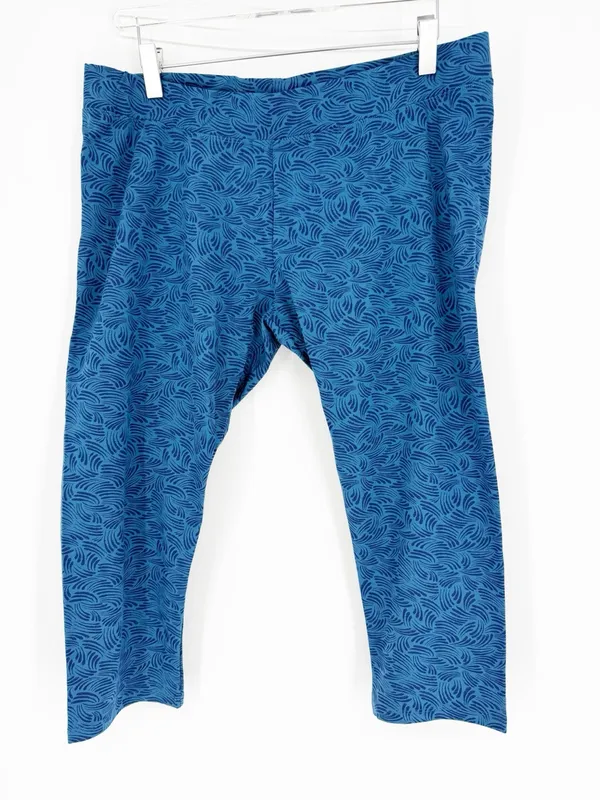 PACT Cropped Printed‎ Leggings Women's XL Blue Activewear - Image 2
