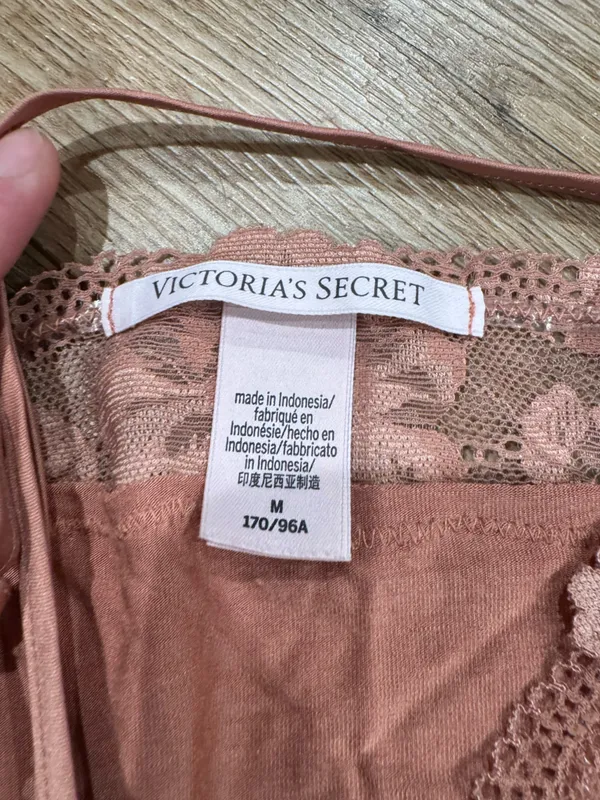 VICTORIA’S SECRET Salmon Pink Lace Trim Cut-out Slip Dress | Size Medium - Image 2