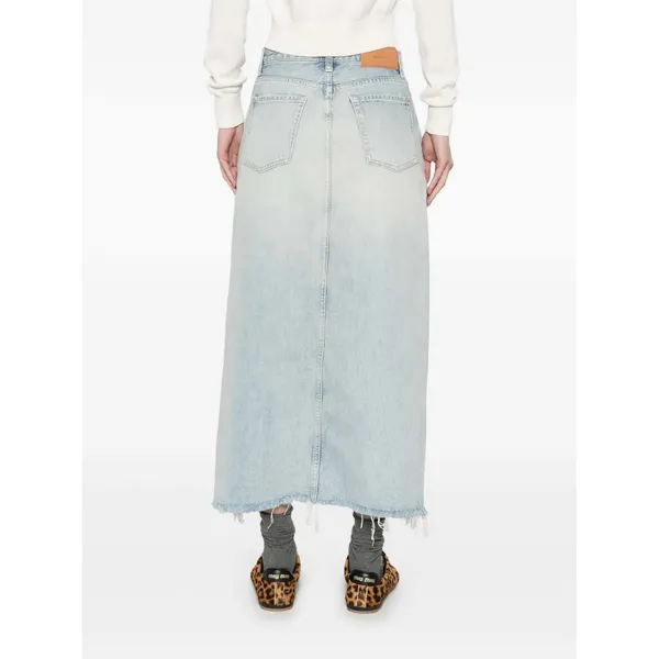 7 For All Mankind‎ Distressed Asymmetrical Denim Maxi Skirt Size 27 - Image 3