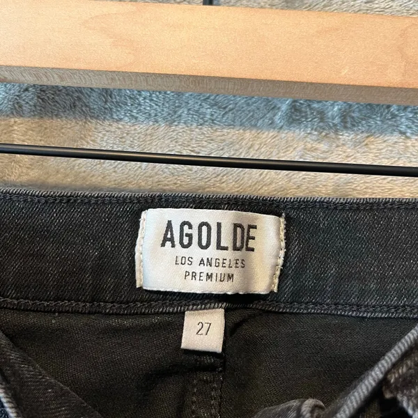 AGOLDE Sophie High Rise Skinny Crop Black Distressed Skinny Size 27‎ - Image 6