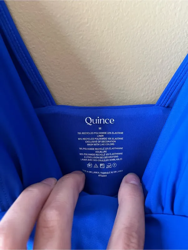Quince Deep V One-Piece Swimsuit in Cobalt Blue - Image 5