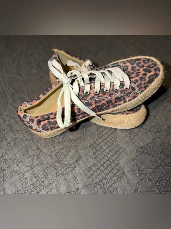 Very G Leopard Print Espadrilles Sneakers - Brown & Tan - Image 2