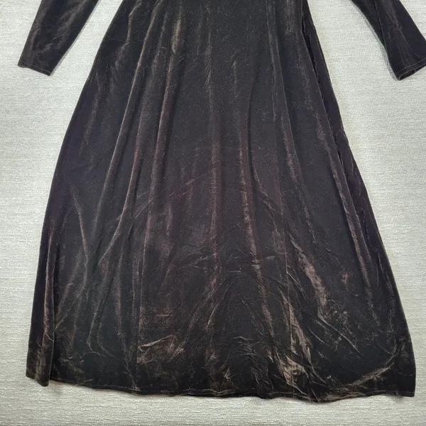 Vintage KC Spencer Velvet Maxi Dress Sz 6 Brown Turtleneck Whimsigoth Cocktail - Image 5