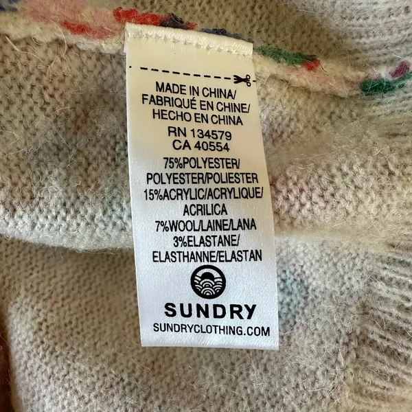 Anthropologie M Sundry Sweater Pullover Thin Soft Knit Crewneck Women's - Image 4