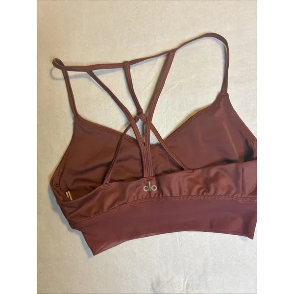 ALO Yoga Lavish Sports Bra Women’s Small Strappy Back Burgundy Athletic Workout - Image 4