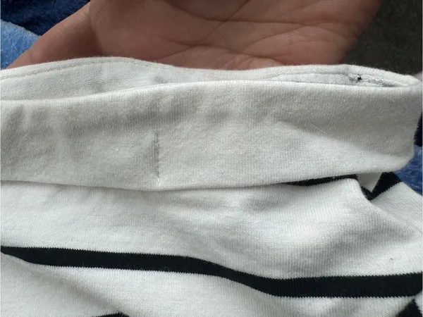 Honey Peach Striped Crewneck Tee - Black & White - Image 7