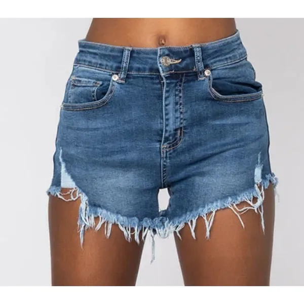 Akira NEW Flex Fit Cut Off Dark Denim Shorts Womens L (29X3.5) High Waist Frayed - Image 2