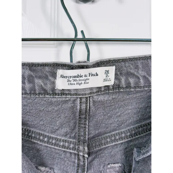 Abercrombie & Fitch 90s Straight Ultra High Rise Jeans Size 26(2) Gray Y2K Retro - Image 4