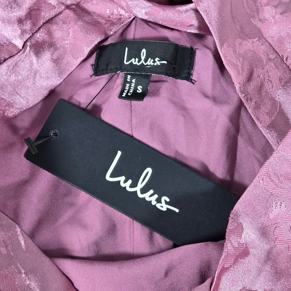 Lulus Got the Key Mauve Satin Floral Jacquard Halter Mini Dress CJD109045 S - Image 6