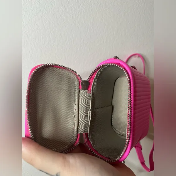 Miniature Micro Neon HotPink Adjustable Crossbody Zipper Whimsy Rave Vinyl Retro - Image 5