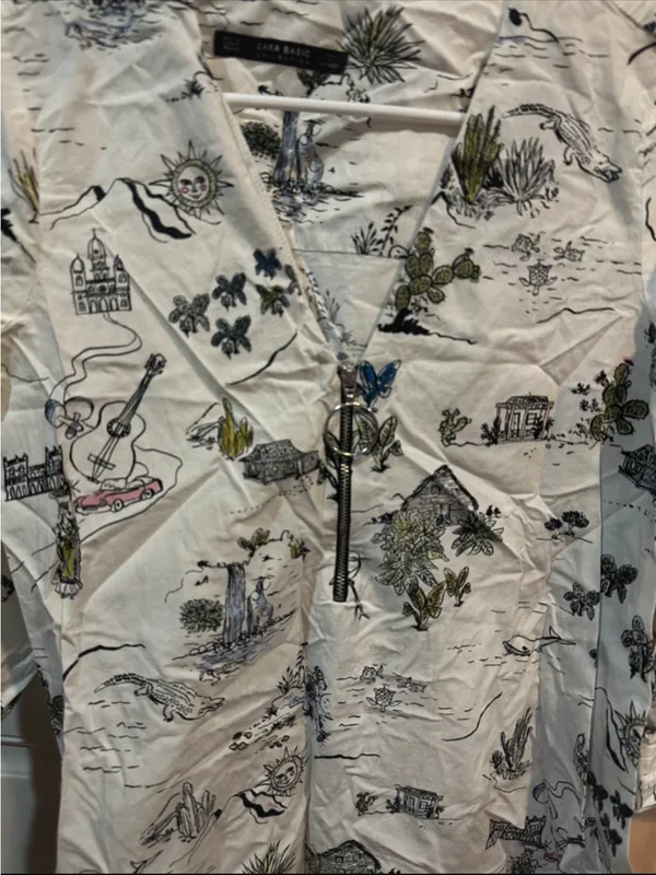 Zara White Scenic-Print Lightweight Shirt Jacket - Image 2