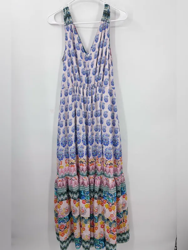 Anthropologie GATHERED MAXI DRESS Tiered Boho Printed Floral Lined Bohemian - Image 4