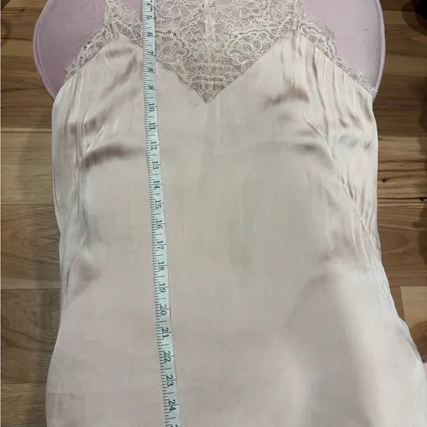 H&M Women's Lace Trim Satin Slip tunic top blush pink - Image 10
