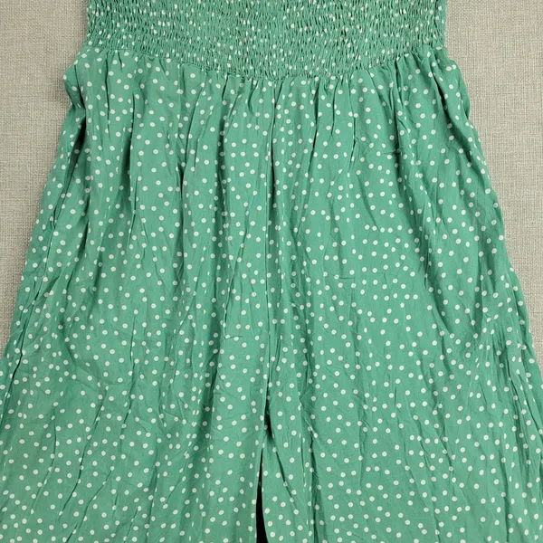 Angashion Womens Jumpsuit Large Green Polka Ruffles Strapless Smocked Wide Leg - Image 10