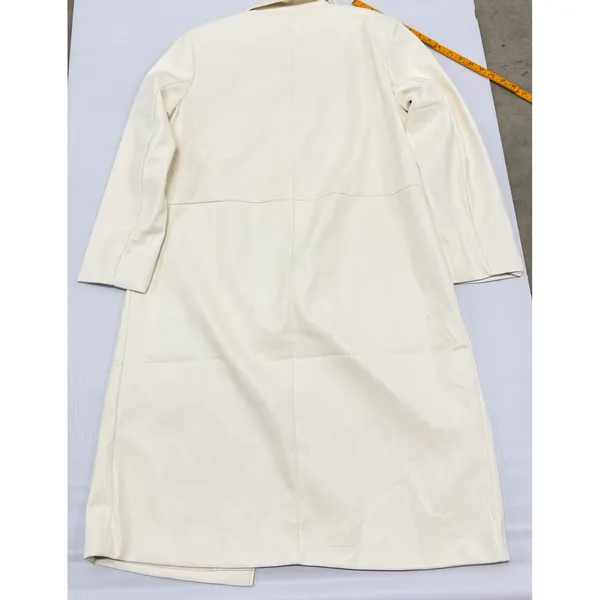 Scoop Faux Leather Utility Trench Coat Winter White Vegan Long Jacket Womens L - Image 8