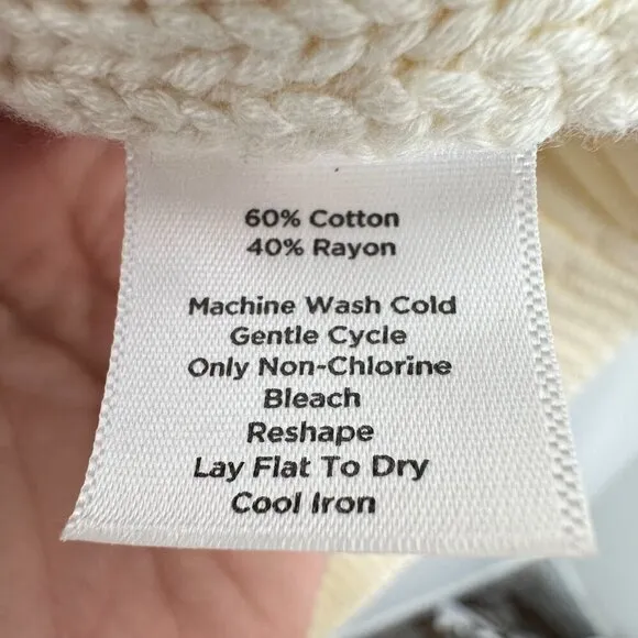 Talbots Cream Ribbed Mockneck Full‎ Zip Sweater Gilmore Girls Fisherman - Image 6