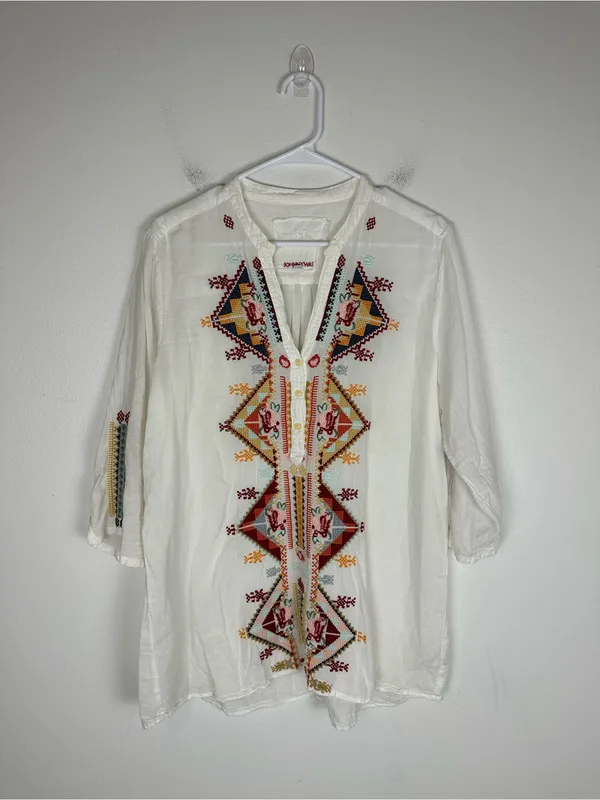 Johnny Was 3J Workshop Embroidered Isadora Tunic Top Women’s Sz L - Image 2