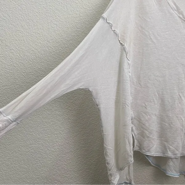 FREE PEOPLE We The Free Never Give Up Oversized Top V Neck Tee in Ivory White XS - Image 6