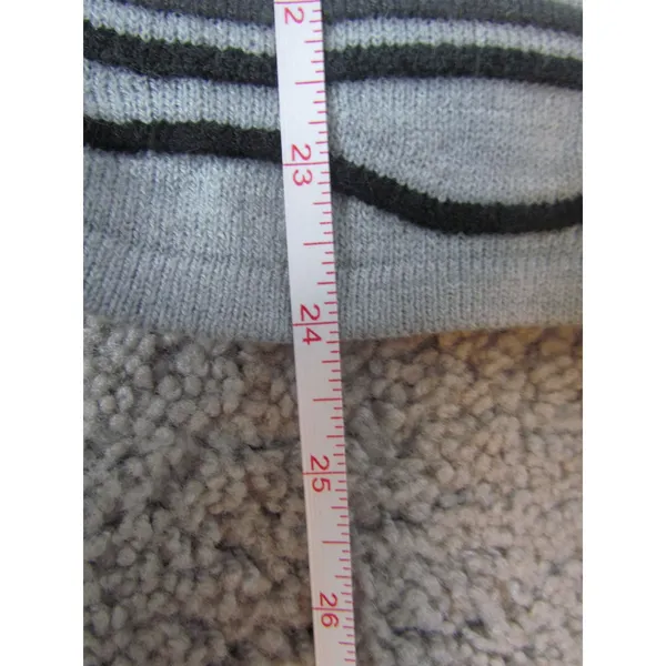 Coldwater Creek Cardigan Sweater S‎ Grey Wavy Stripe Full Zip Mock Neck - Image 3