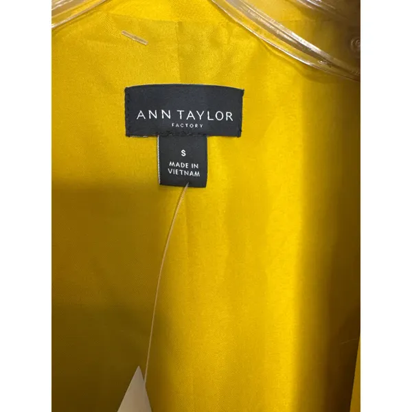 Ann Taylor Open Front Cropped Blazer Lemon Curry Yellow Small Jacket Career S - Image 2