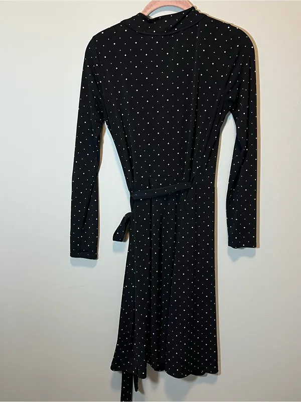 Banana Republic Women’s Black White Polka Dot Wrap Dress XS Classic‎ Business - Image 8
