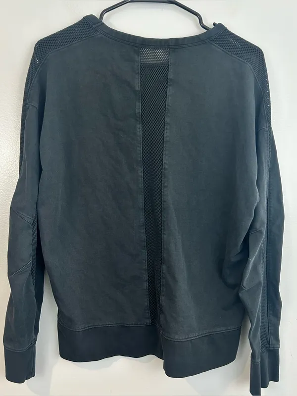 Athleta Black Long Sleeve Mesh Cruise Crewneck Sweatshirt Size Large - Image 11
