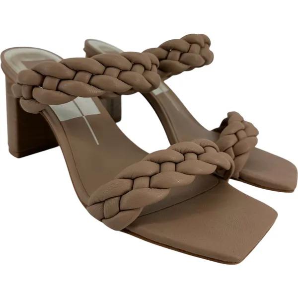 Dolce Vita Paily Braided Sandals Double Strap Chunky High Heels Cafe Stella 8 - Image 2