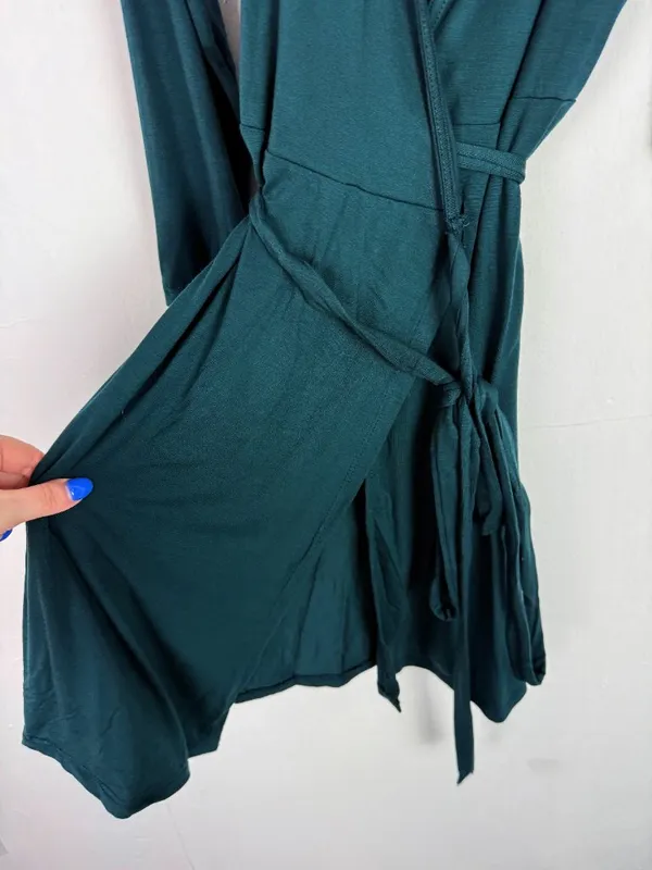NWT Lulus Twirl-Worthy Forest Green Wrap Dress Mini Size Small S NEW - Image 3