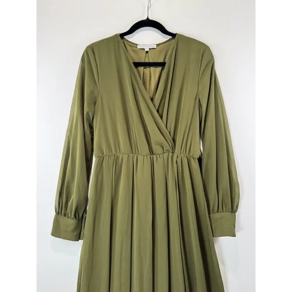 Baltic Born Womens Dress Green Lydia Maxi V Neck Surplice Waist Tie A Line Large - Image 6