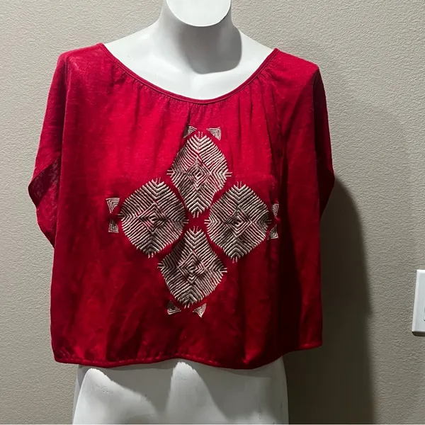 Free people tan embroidered open back blouse - Image 2