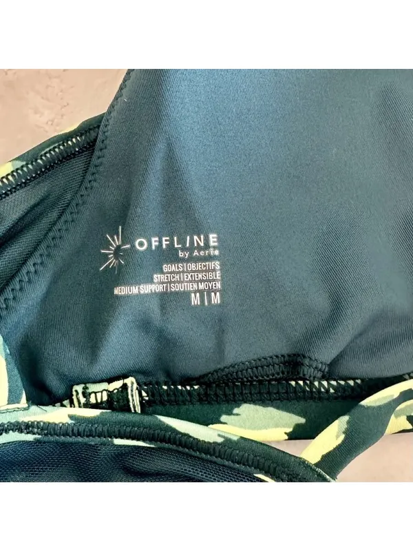 NWT Aerie Offline Goals Sports Bra Deep Forest Green Animal Print - M - Image 3