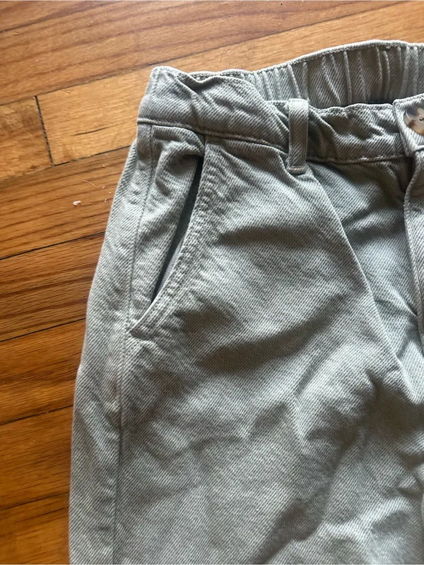 Zara Sage Green Wide Leg Utility Pants Elastic Waist Drawstring Cuff Size S - Image 5