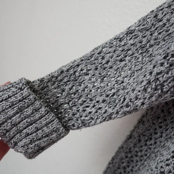 Madewell Grey Marled Knit Open Weave Crew‎ Neck Sweater Size Medium - Image 3