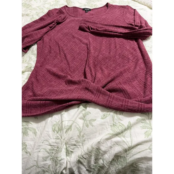Pink Twist Front‎ Long Sleeve Top Stretch Knit Blouse Casual Flattering Fit XL - Image 4