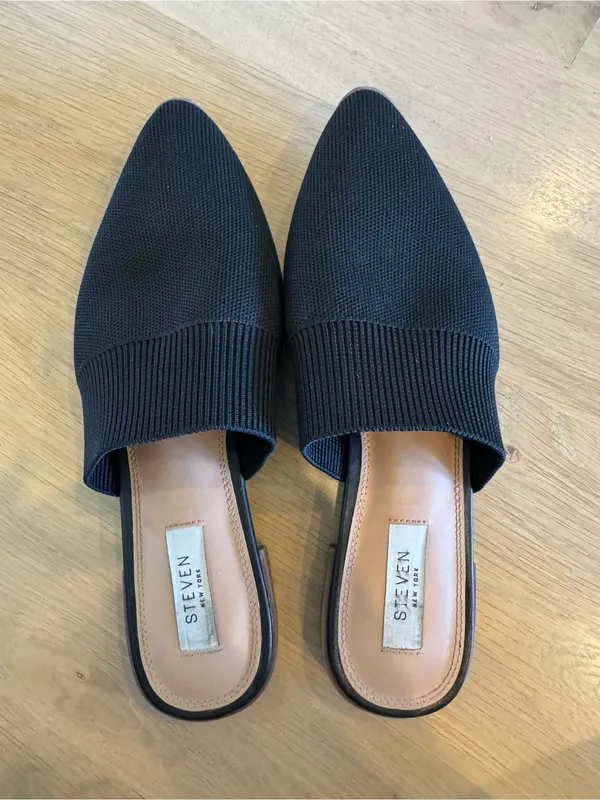 Steven New York Vende knit mule point toe flats black size 9 - Image 7