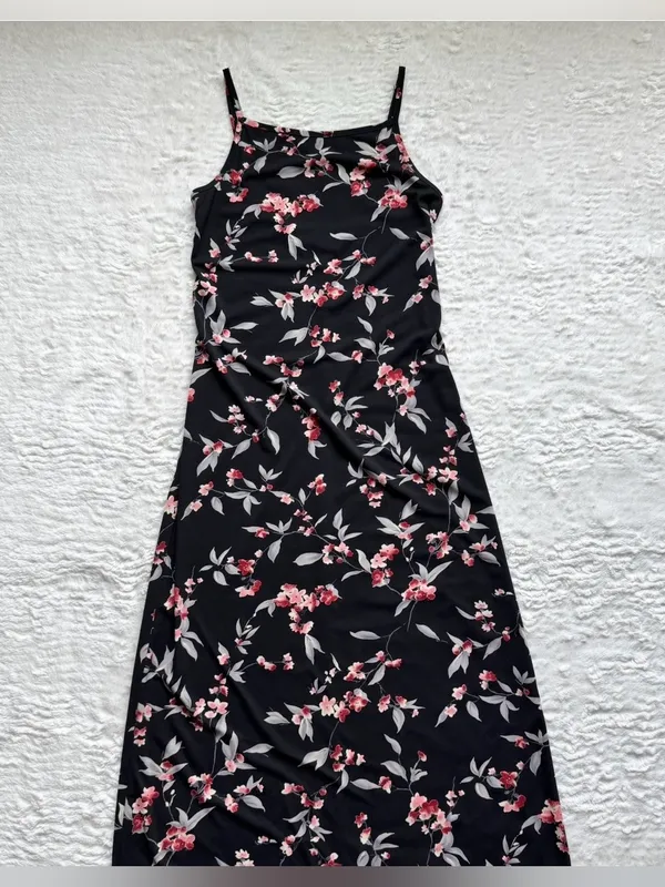 VTG 90s Byer Too Floral Maxi Dress M Black Pink Dark Fairy Whimsigoth Grunge - Image 4