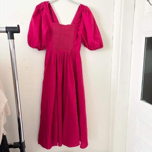 Abercrombie & Fitch Puff Sleeve Corset Midi Dress - Image 6