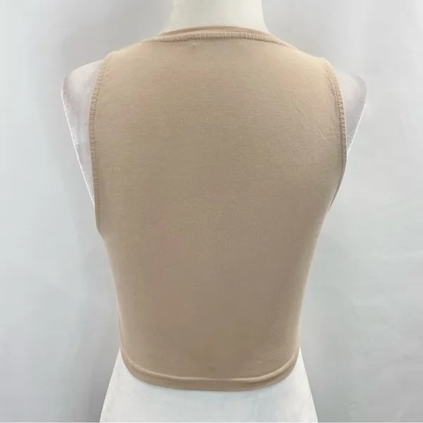 ZARA Cropped Tank Top Sleeveless Crewneck Crop Top Beige Size Small - Image 9