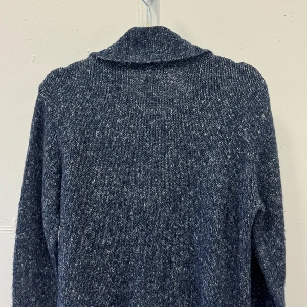 L.L. Bean Marled Cable Knit Button Front Cardigan Sweater Speckled Wool Blend M - Image 6