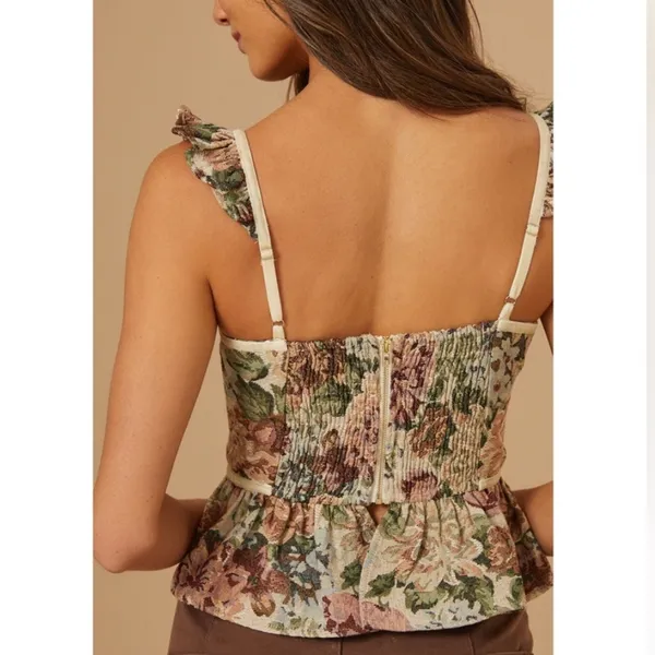 NWOT Altar'd State Floral Tapestry Corset Top - Image 3