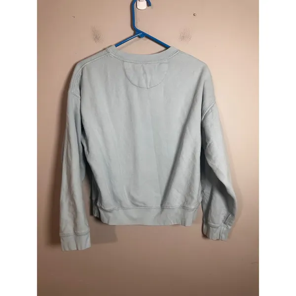 American‎ Eagle Womens Light Blue Embroidered Daisy Crewneck Sweatshirt Small - Image 4